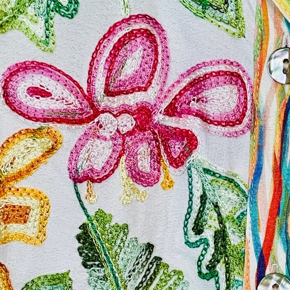 John Mark NWT 3X Embroidered Floral Spring Fling Button Down Blouse Shirt Pink - Picture 2 of 7